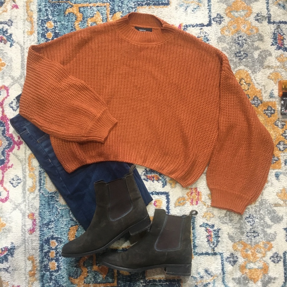 Burnt Orange chunky crop sweater